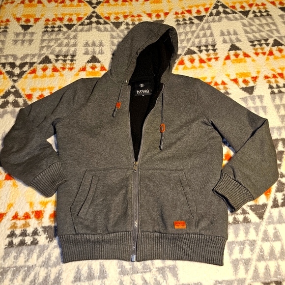 Buffalo David Bitton Hoodie Zip Up Fleece Lined with Insulated Arms - Picture 1 of 7